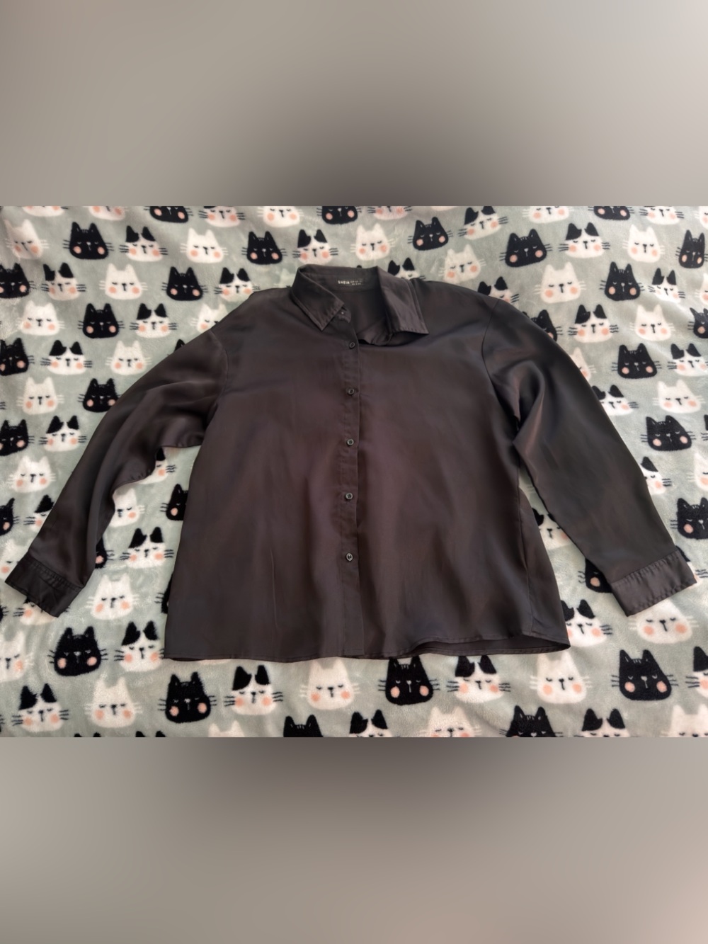 Bundle Black and Green Silky Button-Down Blouse